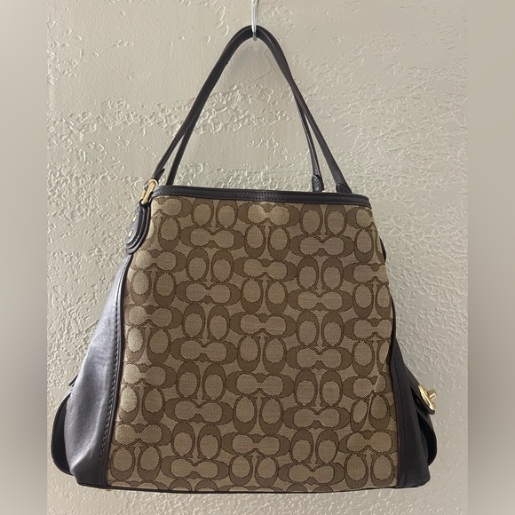 Vintage Y2K Coach Eddie Brown /Tan Signature Shoulder Bag - Picture 7 of 12